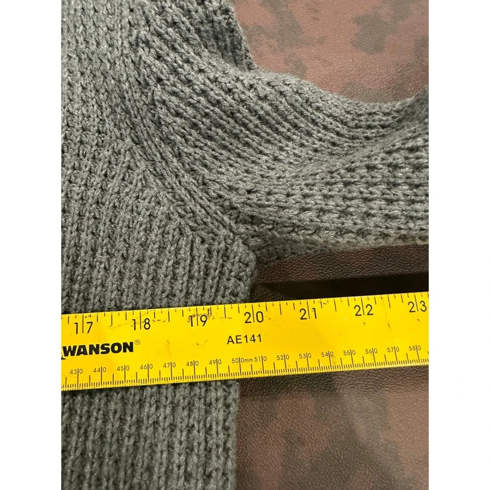 The North Face Mens Grey Full Zip Cotton Waffle Knit Mock Neck Sweater Large